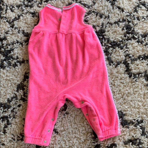Baby girls neon pink terry cloth romper - Picture 2 of 4